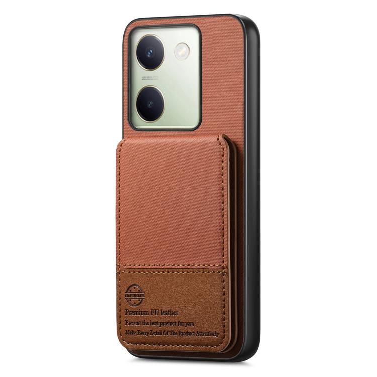 For vivo V40e Twill Fabric Leather Vertical Flip RFID Card Bag Phone Case