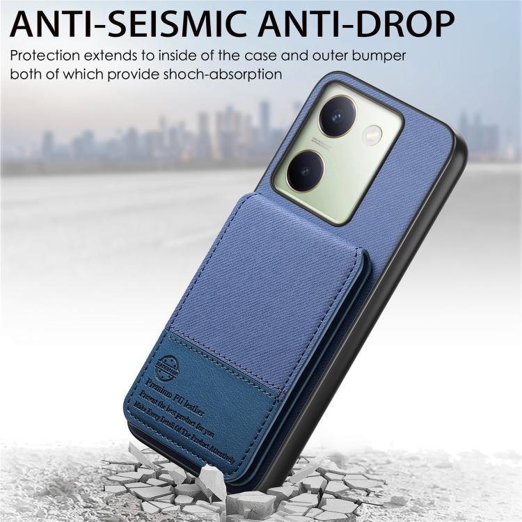 For vivo V40e Twill Fabric Leather Vertical Flip RFID Card Bag Phone Case