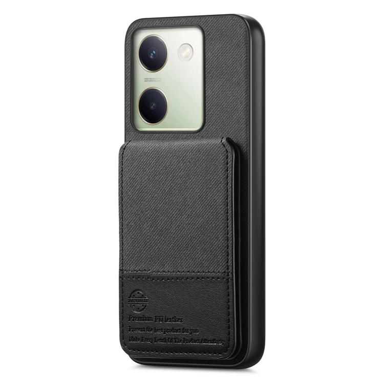 For vivo V50 Twill Fabric Leather Vertical Flip RFID Card Bag Phone Case