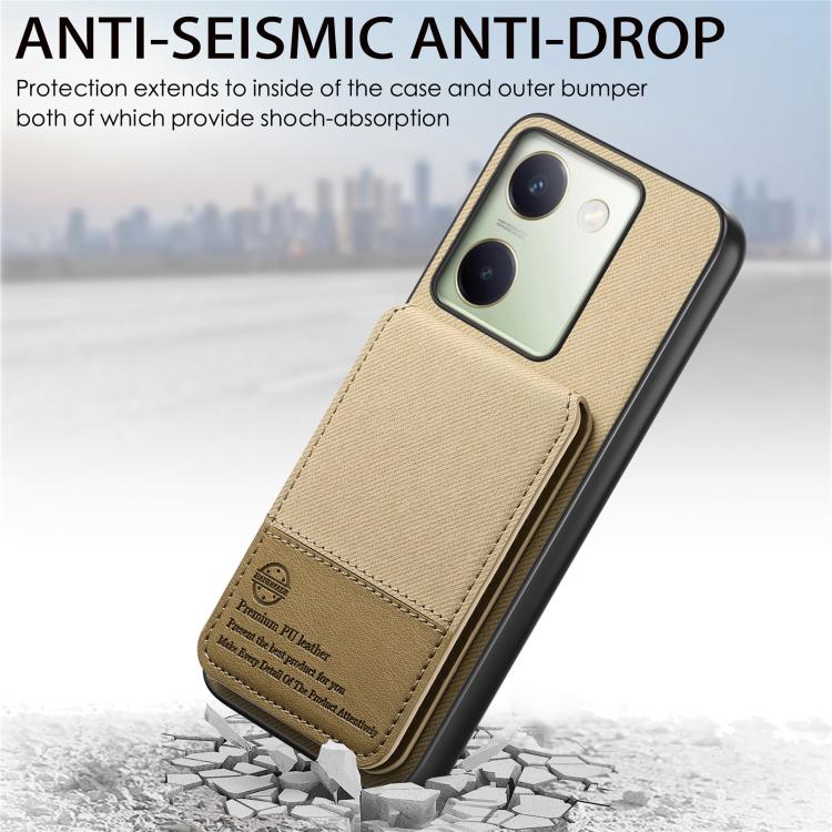 For vivo V50 Twill Fabric Leather Vertical Flip RFID Card Bag Phone Case