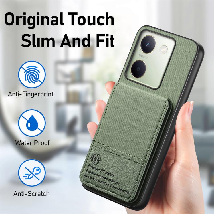 For vivo V50 Twill Fabric Leather Vertical Flip RFID Card Bag Phone Case