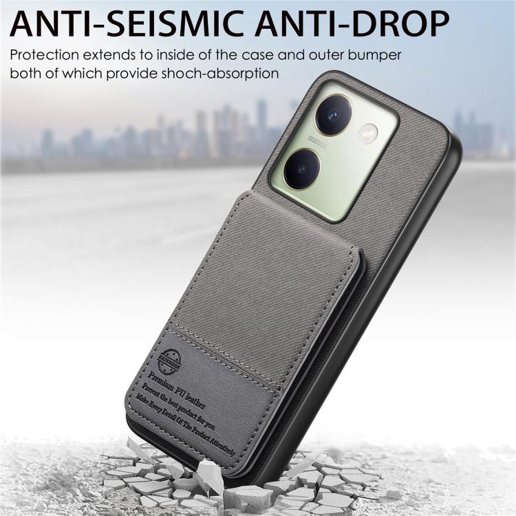 For vivo Y29 4G Twill Fabric Leather Vertical Flip RFID Card Bag Phone Case