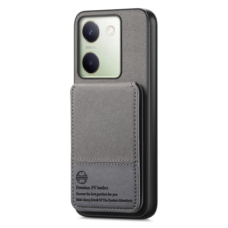 For vivo Y04 Twill Fabric Leather Vertical Flip RFID Card Bag Phone Case