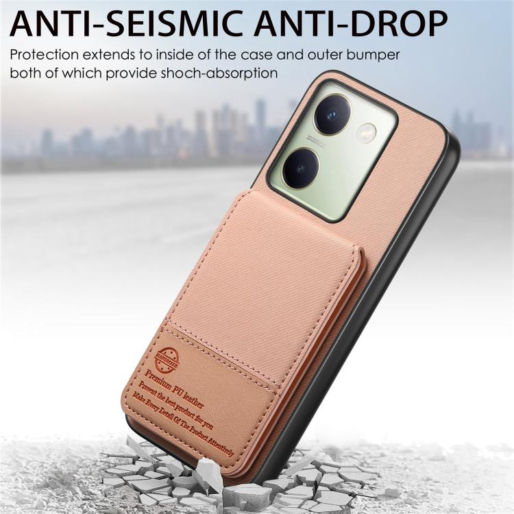 For vivo Y04 Twill Fabric Leather Vertical Flip RFID Card Bag Phone Case