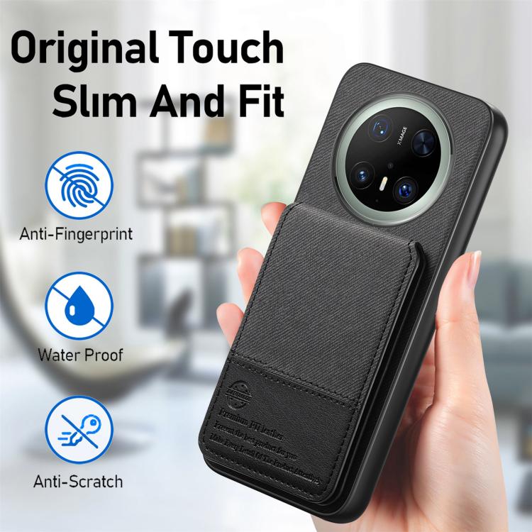For Huawei Mate 70 Pro+ Twill Fabric Leather Vertical Flip RFID Card Bag Phone Case