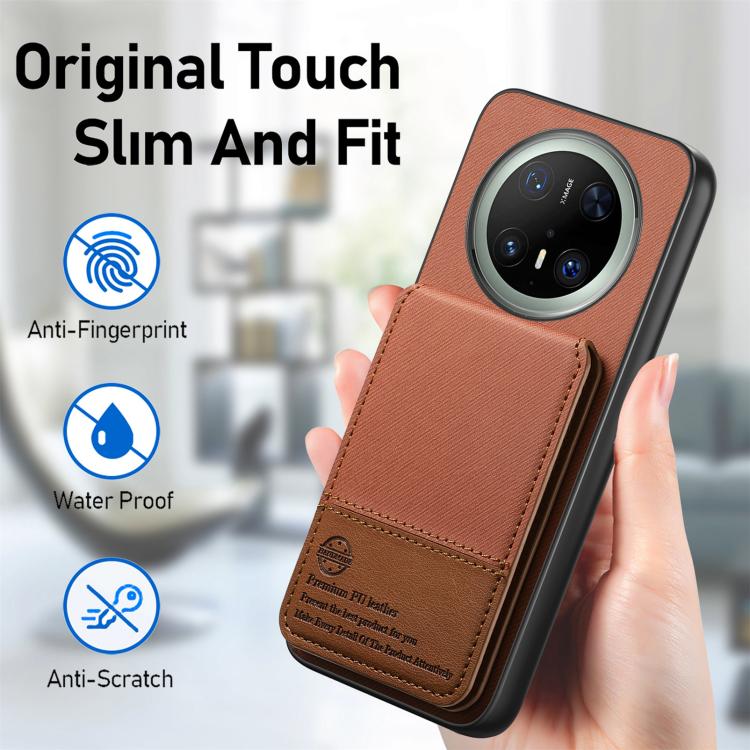For Huawei Mate 70 Pro+ Twill Fabric Leather Vertical Flip RFID Card Bag Phone Case