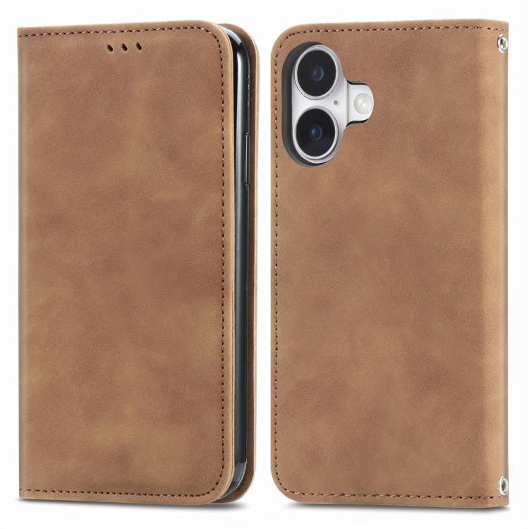 For iPhone 17 Retro Skin Feel Magnetic Flip Leather Phone Case