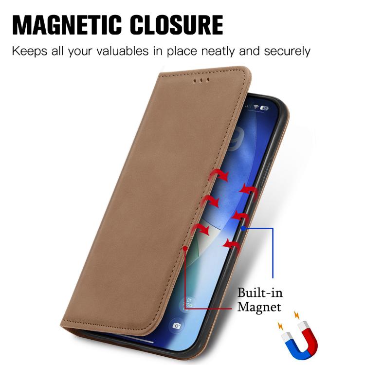 For iPhone 17 Pro Retro Skin Feel Magnetic Flip Leather Phone Case