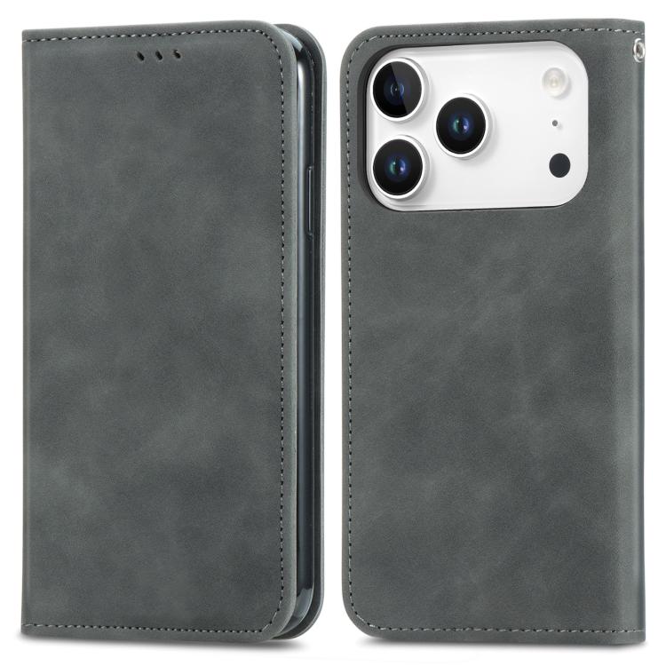 For iPhone 17 Pro Retro Skin Feel Magnetic Flip Leather Phone Case