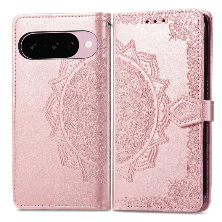 For Google Pixel 9 / 9 Pro Mandala Flower Embossed Leather Phone Case