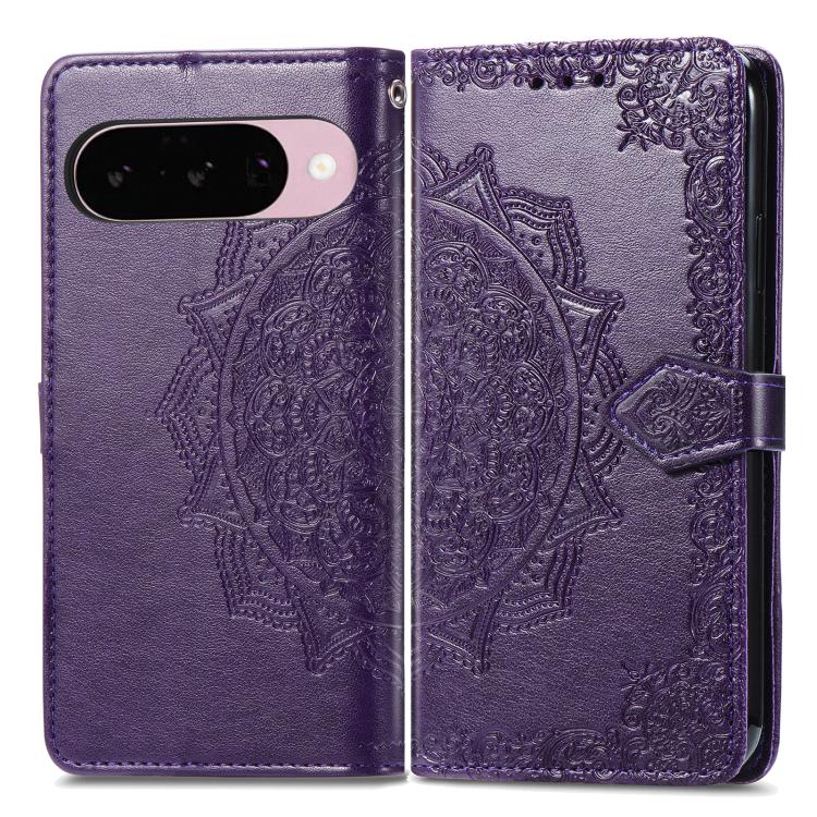 For Google Pixel 9 / 9 Pro Mandala Flower Embossed Leather Phone Case