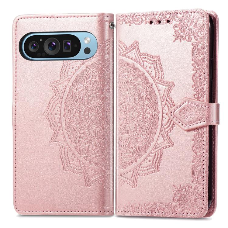 For Google Pixel 9 Pro XL Mandala Flower Embossed Leather Phone Case