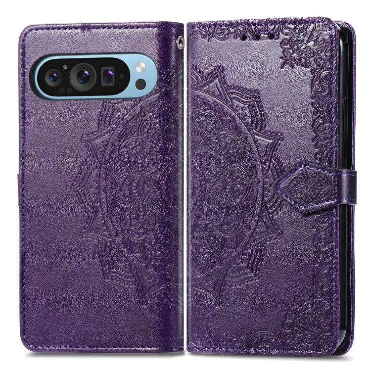 For Google Pixel 9 Pro XL Mandala Flower Embossed Leather Phone Case