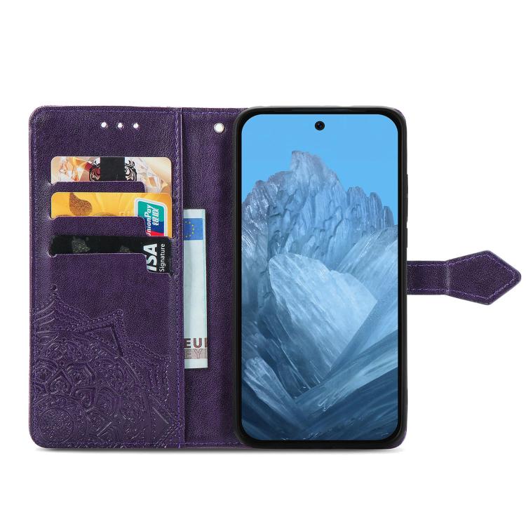 For Google Pixel 9 Pro XL Mandala Flower Embossed Leather Phone Case