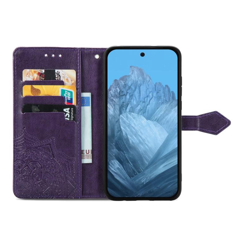 For Google Pixel 10 / 10 Pro Mandala Flower Embossed Leather Phone Case