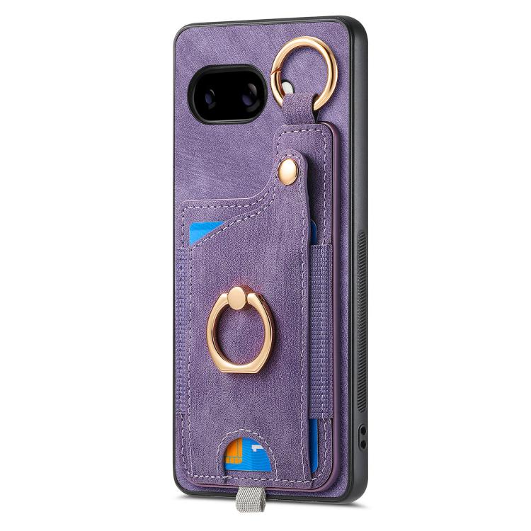 For Google Pixel 9a Retro Skin-feel Ring Card Bag Phone Case with Hang Loop