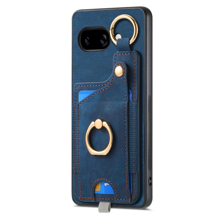 For Google Pixel 9a Retro Skin-feel Ring Card Bag Phone Case with Hang Loop