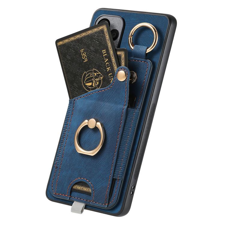 For Google Pixel 9a Retro Skin-feel Ring Card Bag Phone Case with Hang Loop