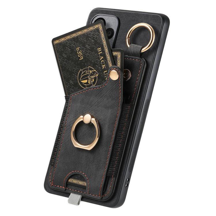 For Google Pixel 9a Retro Skin-feel Ring Card Bag Phone Case with Hang Loop