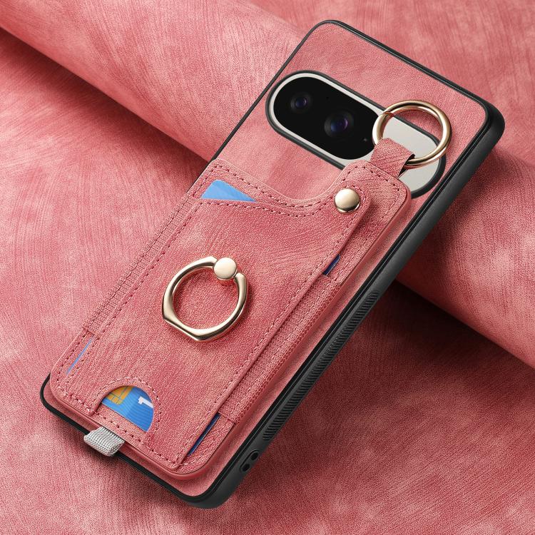For Google Pixel 10 / 10 Pro Retro Skin-feel Ring Card Bag Phone Case with Hang Loop