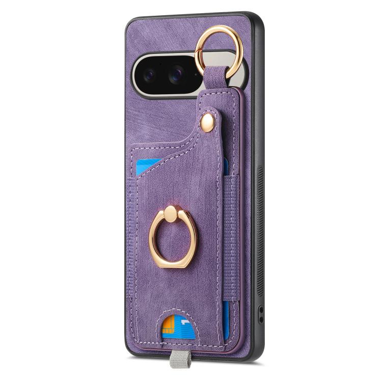 For Google Pixel 10 / 10 Pro Retro Skin-feel Ring Card Bag Phone Case with Hang Loop