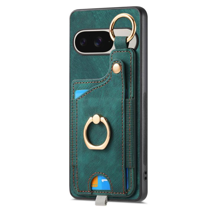 For Google Pixel 10 / 10 Pro Retro Skin-feel Ring Card Bag Phone Case with Hang Loop