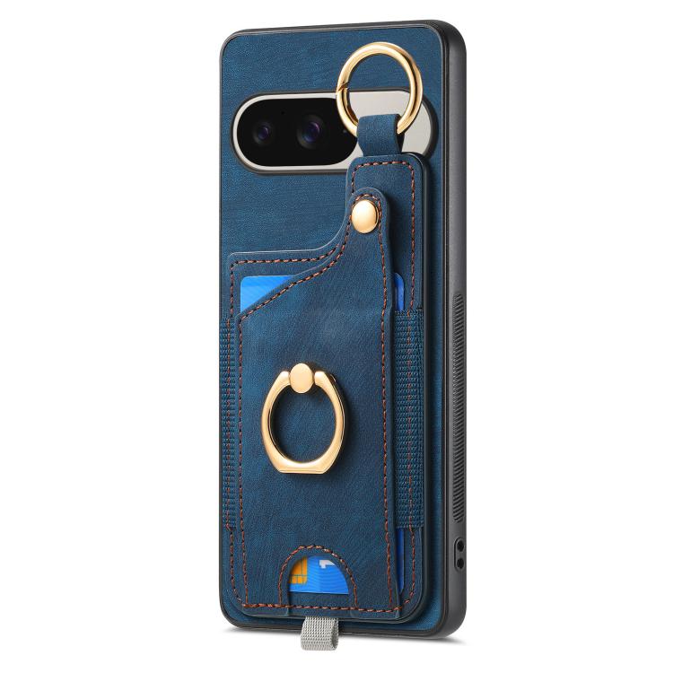 For Google Pixel 10 / 10 Pro Retro Skin-feel Ring Card Bag Phone Case with Hang Loop