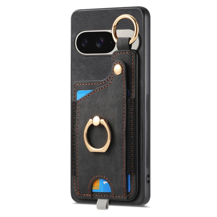 For Google Pixel 10 / 10 Pro Retro Skin-feel Ring Card Bag Phone Case with Hang Loop