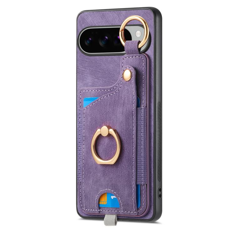 For Google Pixel 10 Pro XL Retro Skin-feel Ring Card Bag Phone Case with Hang Loop