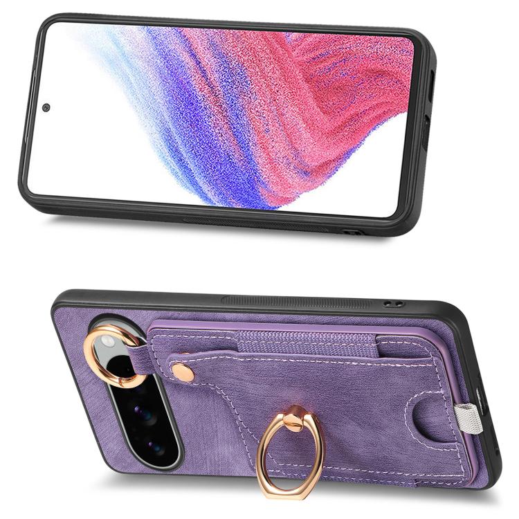 For Google Pixel 10 Pro XL Retro Skin-feel Ring Card Bag Phone Case with Hang Loop