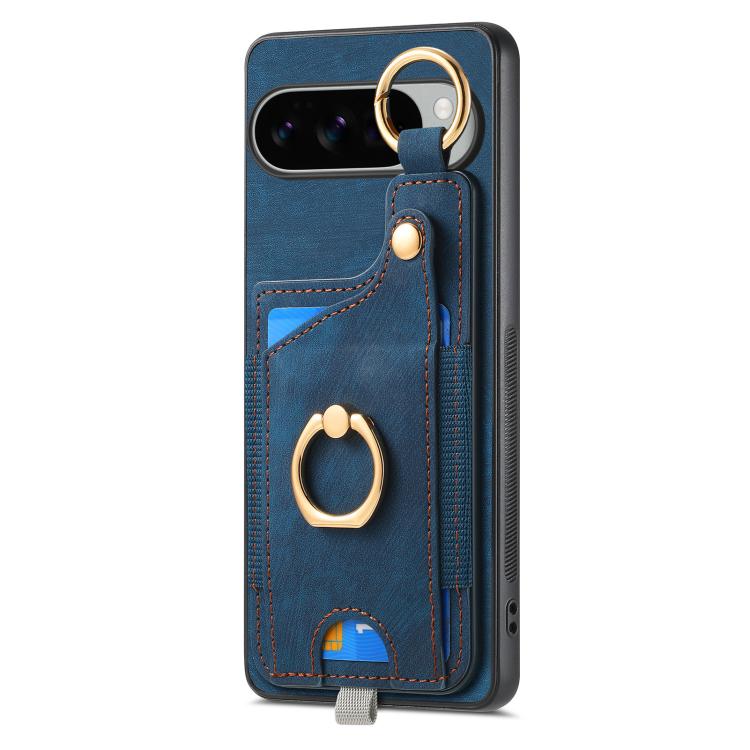 For Google Pixel 10 Pro XL Retro Skin-feel Ring Card Bag Phone Case with Hang Loop