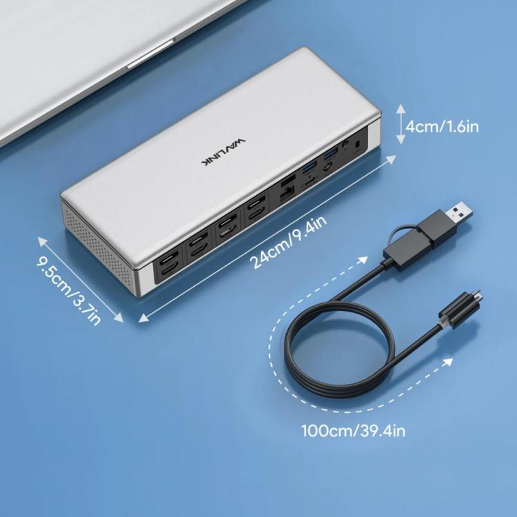 WAVLINK UG69PD12 DisplayLink Docking Station Quad  Monitors For Laptops M1 / M2 / Mac & Windows, Plug:EU Plug