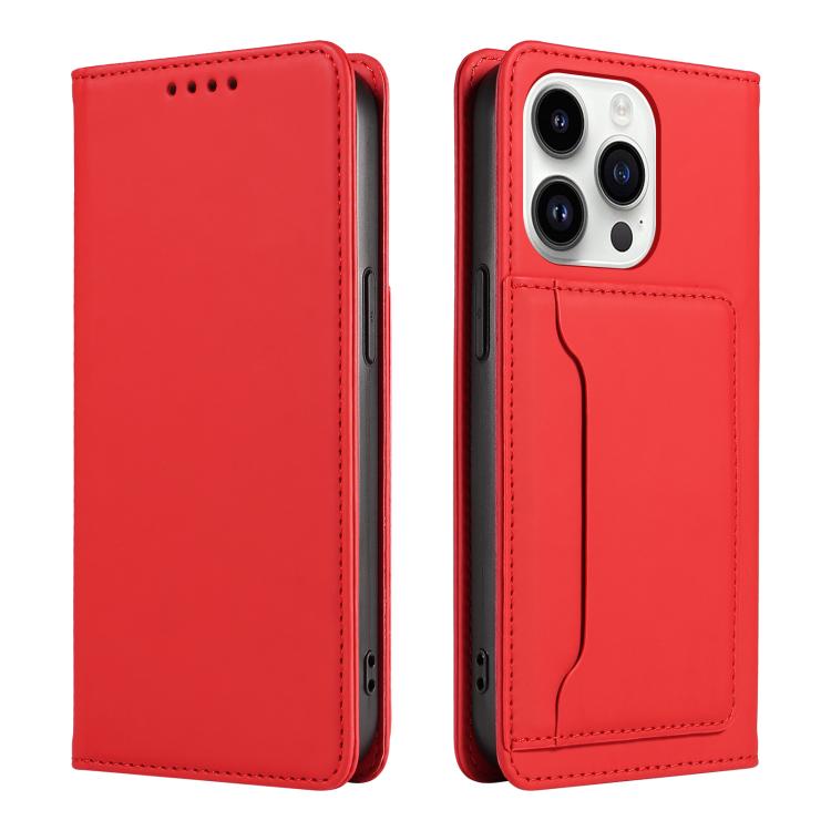 For iPhone 16 Pro Max Magnetism Skin Feel Card Holder Leather Phone Case