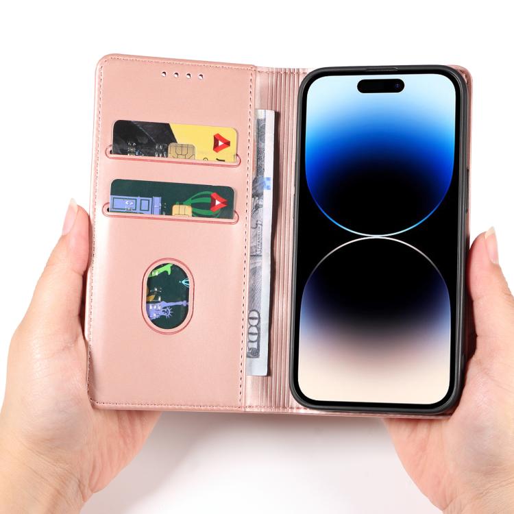 For iPhone 16 Pro Max Magnetism Skin Feel Card Holder Leather Phone Case