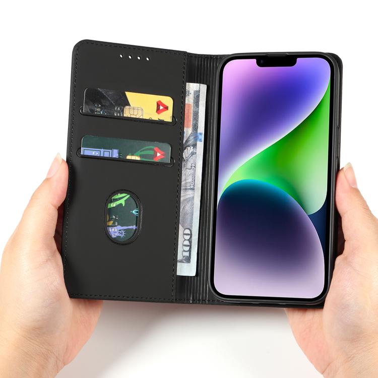 For iPhone 16 Plus Magnetism Skin Feel Card Holder Leather Phone Case