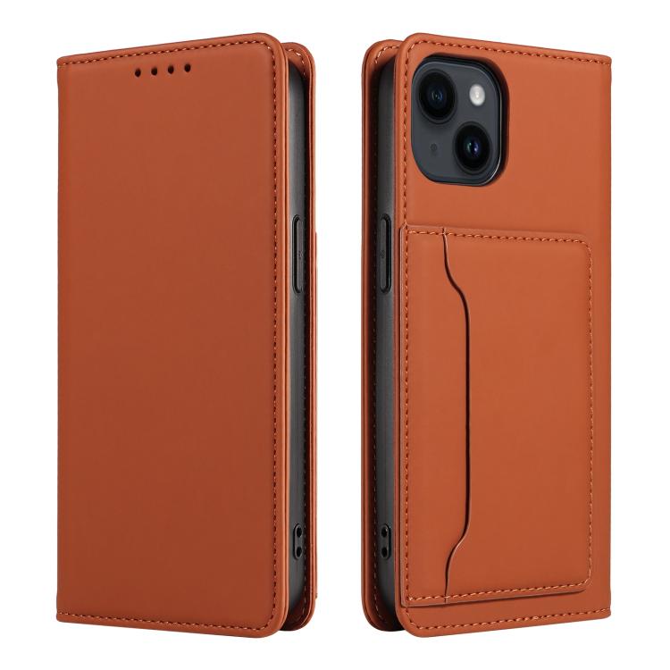 For iPhone 16 Magnetism Skin Feel Card Holder Leather Phone Case