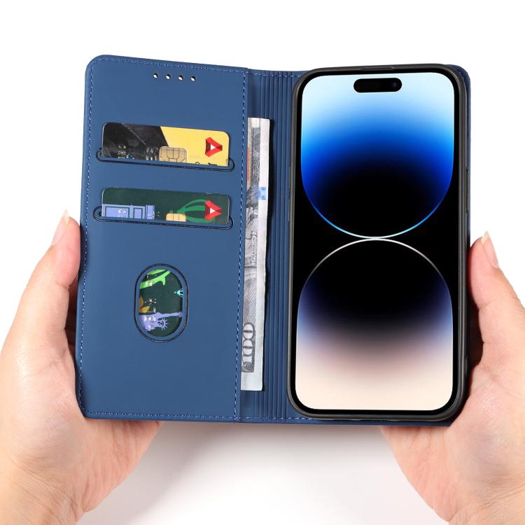 For iPhone 15 Pro Magnetism Skin Feel Card Holder Leather Phone Case