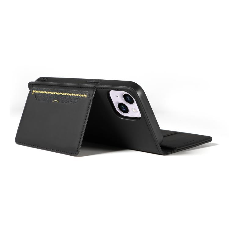 For iPhone 15 Plus Magnetism Skin Feel Card Holder Leather Phone Case