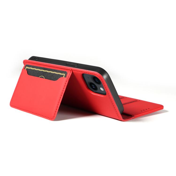 For iPhone 15 Magnetism Skin Feel Card Holder Leather Phone Case