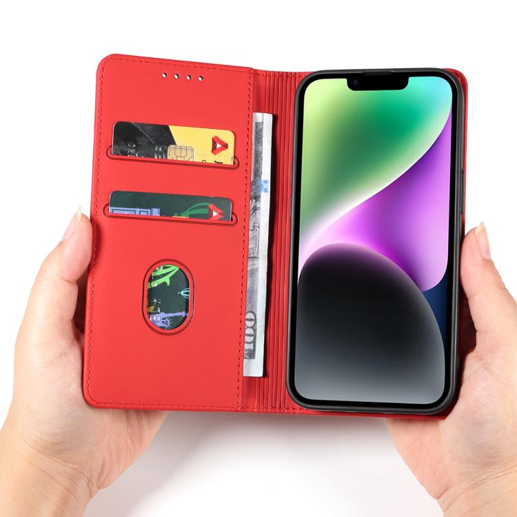 For iPhone 15 Magnetism Skin Feel Card Holder Leather Phone Case