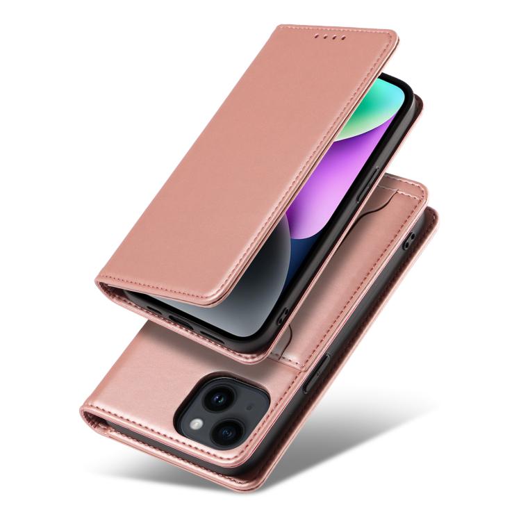 For iPhone 15 Magnetism Skin Feel Card Holder Leather Phone Case