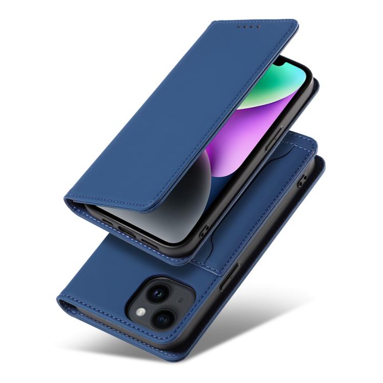 For iPhone 15 Magnetism Skin Feel Card Holder Leather Phone Case