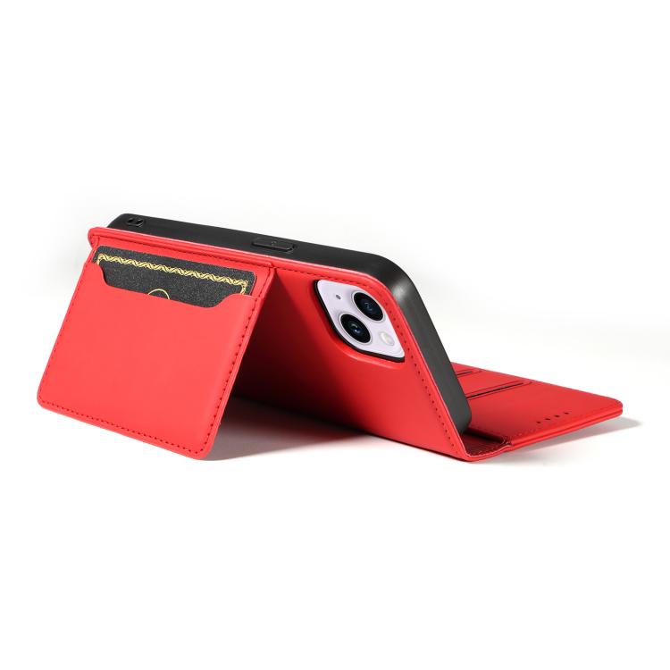For iPhone 14 Plus Magnetism Skin Feel Card Holder Leather Phone Case