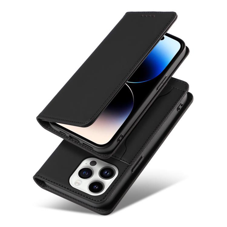 For iPhone 14 Pro Max Magnetism Skin Feel Card Holder Leather Phone Case