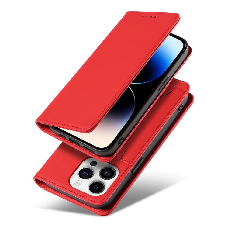 For iPhone 14 Pro Max Magnetism Skin Feel Card Holder Leather Phone Case