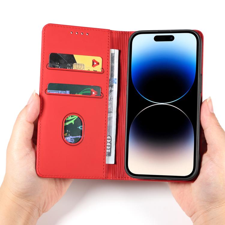 For iPhone 14 Pro Max Magnetism Skin Feel Card Holder Leather Phone Case