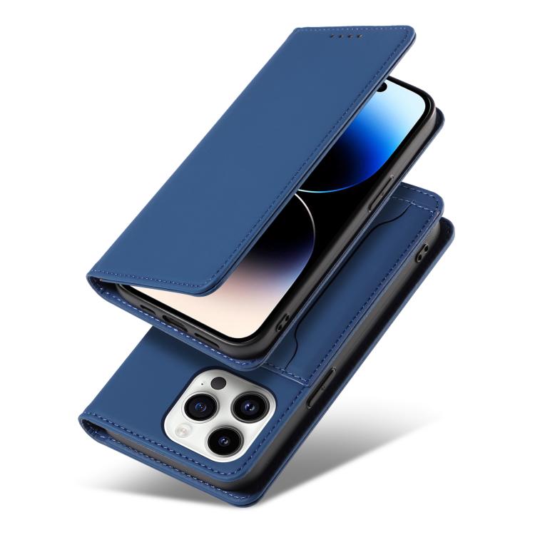 For iPhone 13 Pro Max Magnetism Skin Feel Card Holder Leather Phone Case