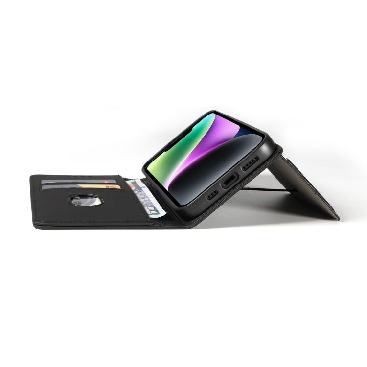 For iPhone 13 Magnetism Skin Feel Card Holder Leather Phone Case