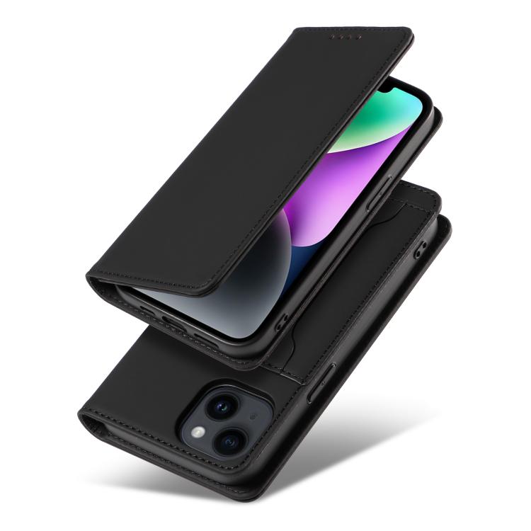 For iPhone 13 Magnetism Skin Feel Card Holder Leather Phone Case