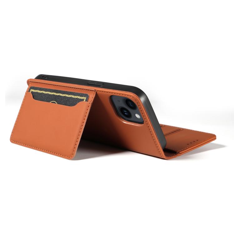 For iPhone 13 Magnetism Skin Feel Card Holder Leather Phone Case